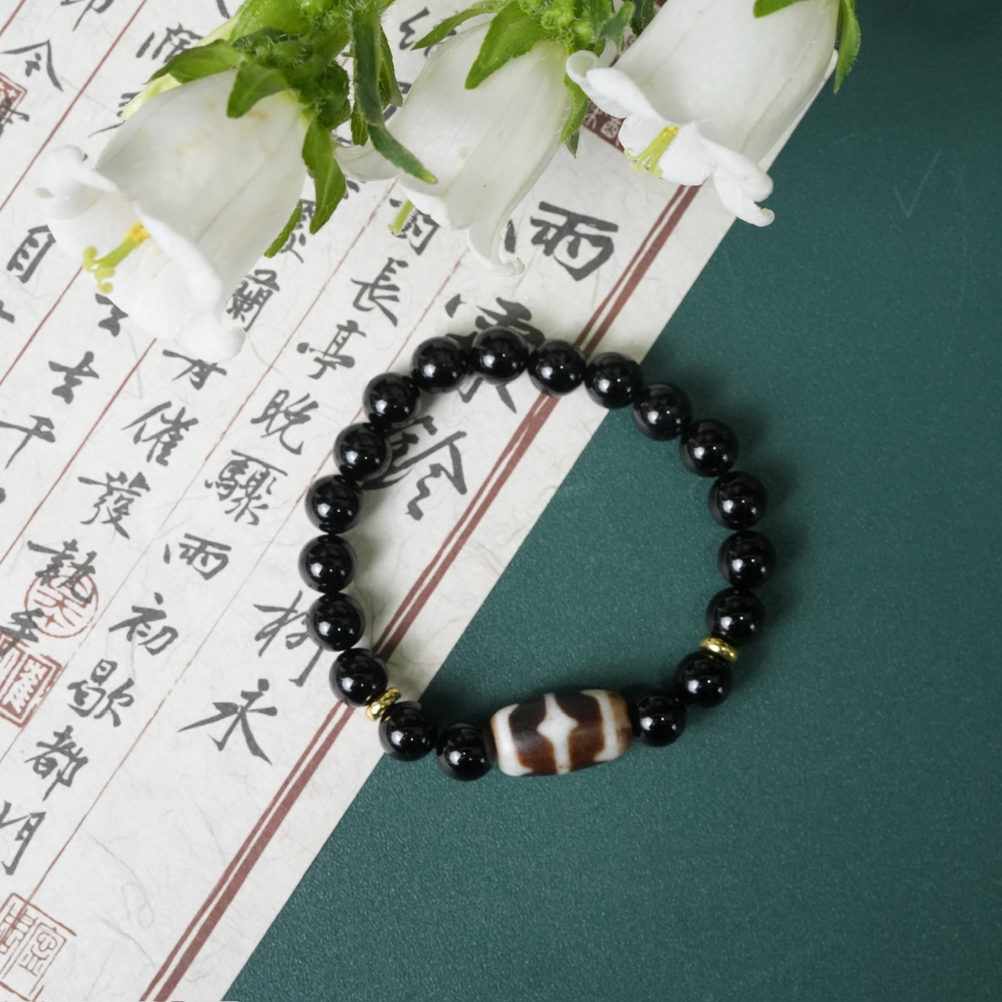 Vòng Dzi nanh cọp mix onyx - CTKM