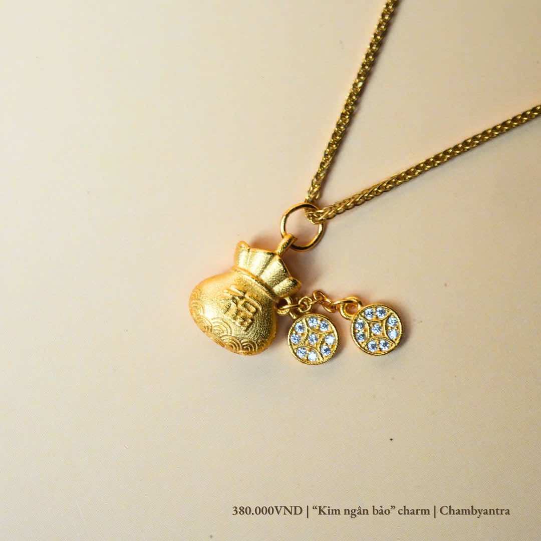 Charm túi tiền bạc mạ vàng