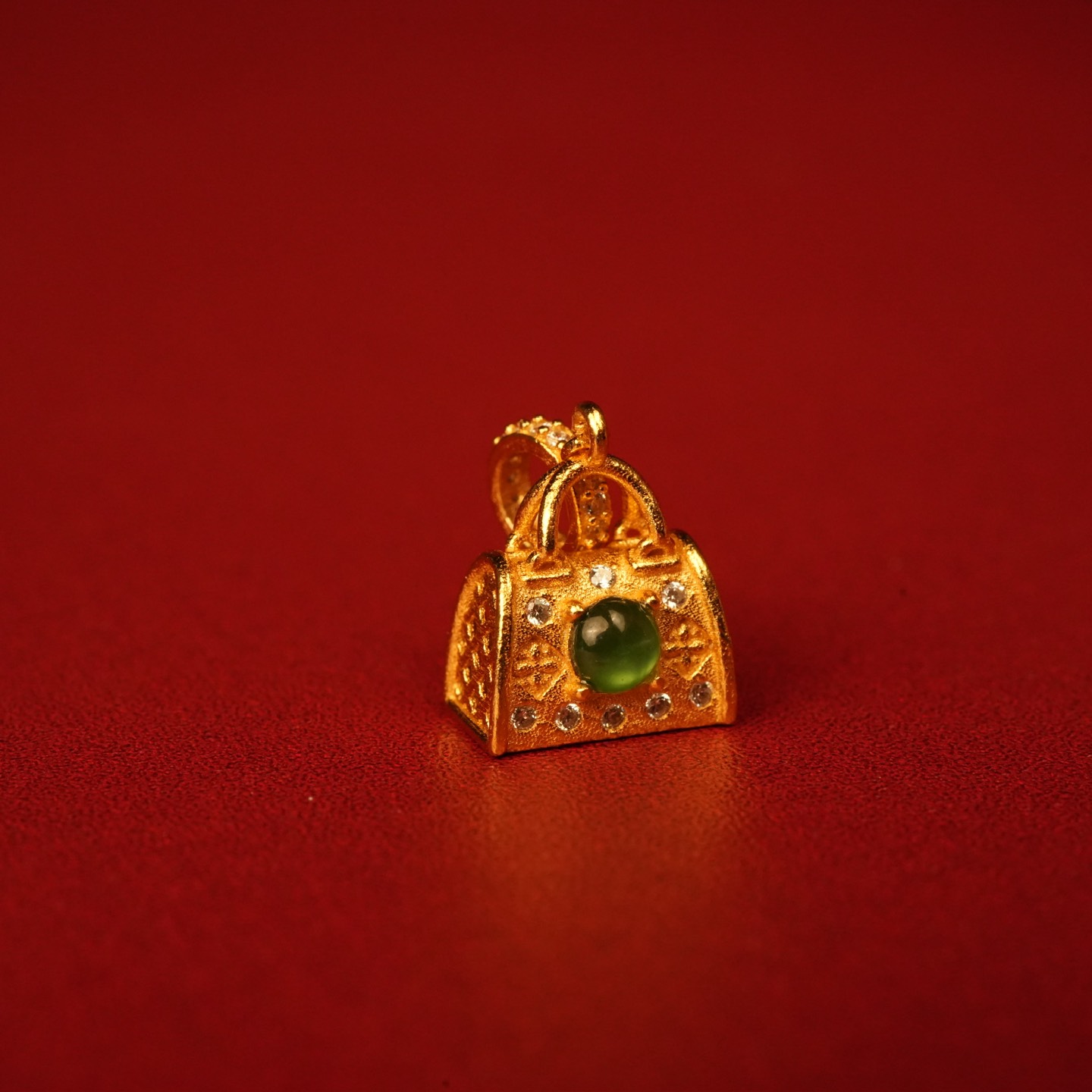 Charm bạc túi xách đính đá mạ vàng