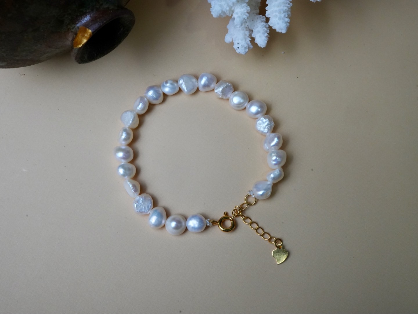 Vòng tay ngọc trai méo size 6-7mm( kèm kiểm định)