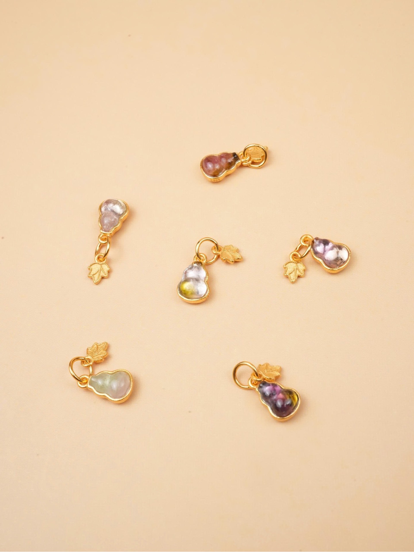 Charm bạc lá + hồ lô tourmaline