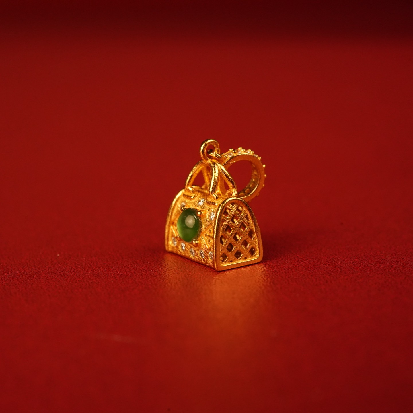 Charm bạc túi xách đính đá mạ vàng