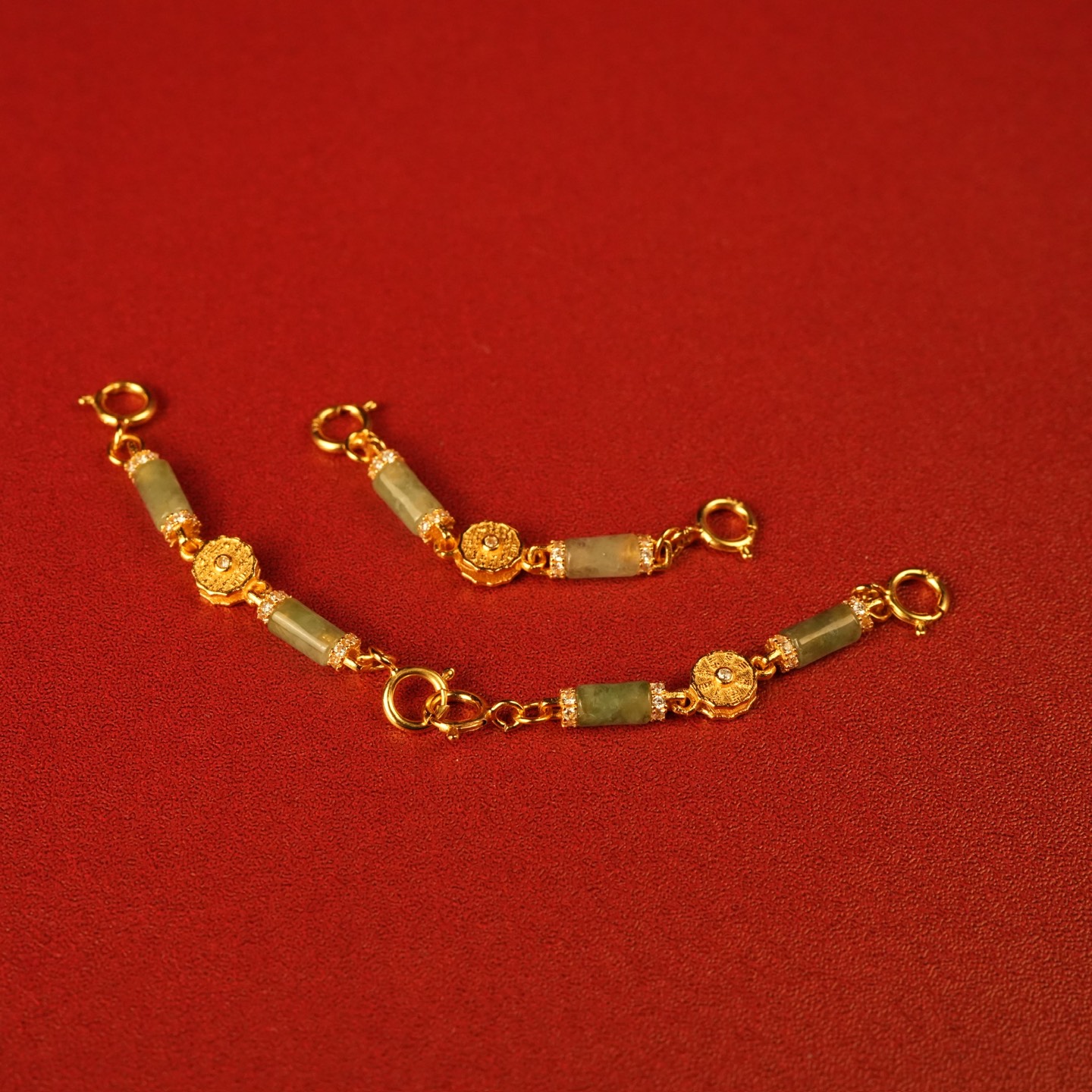 Charm bạc dây ngọc Jadeite mạ vàng