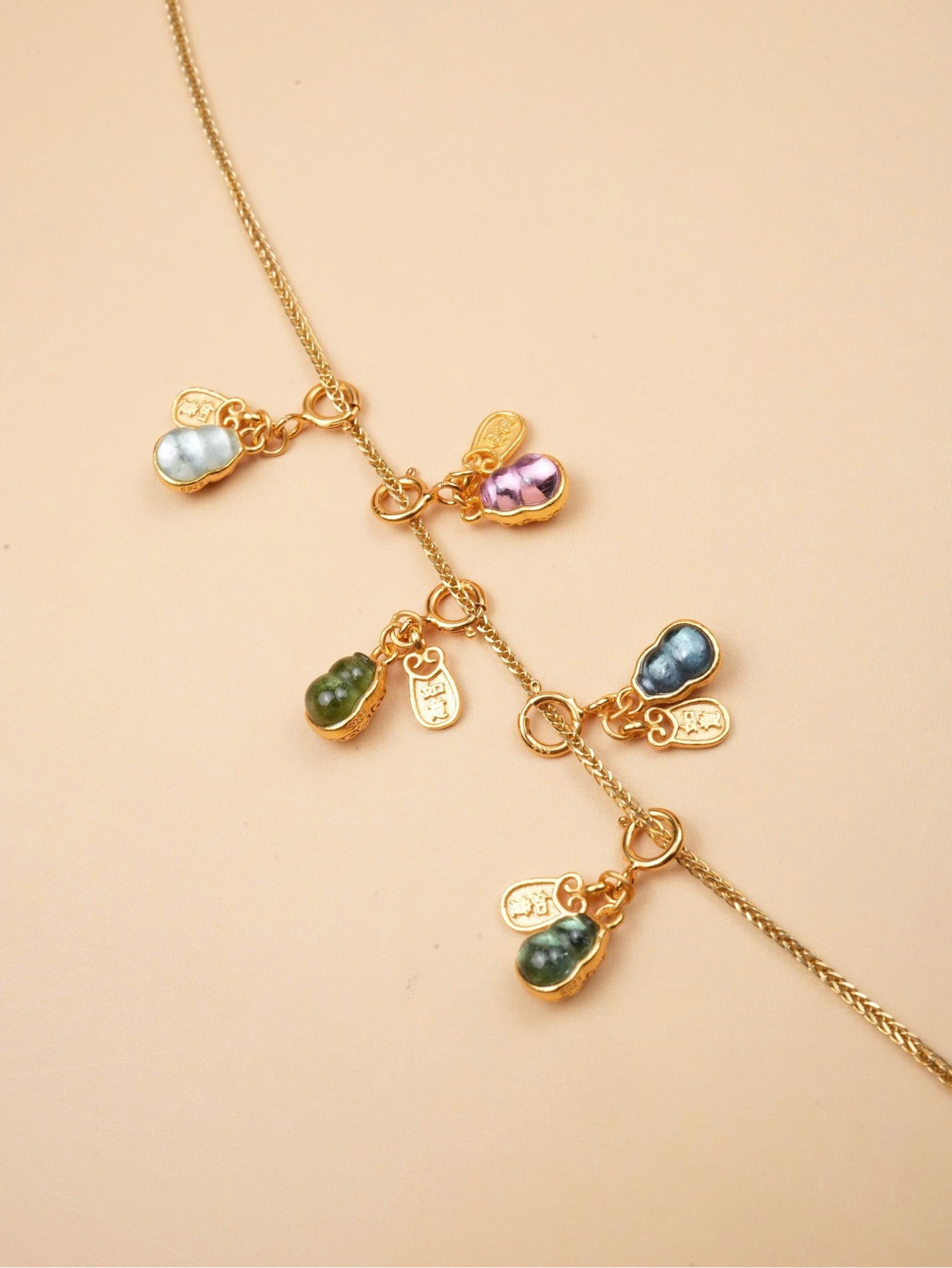 Charm bạc như ý + hồ lô tourmaline