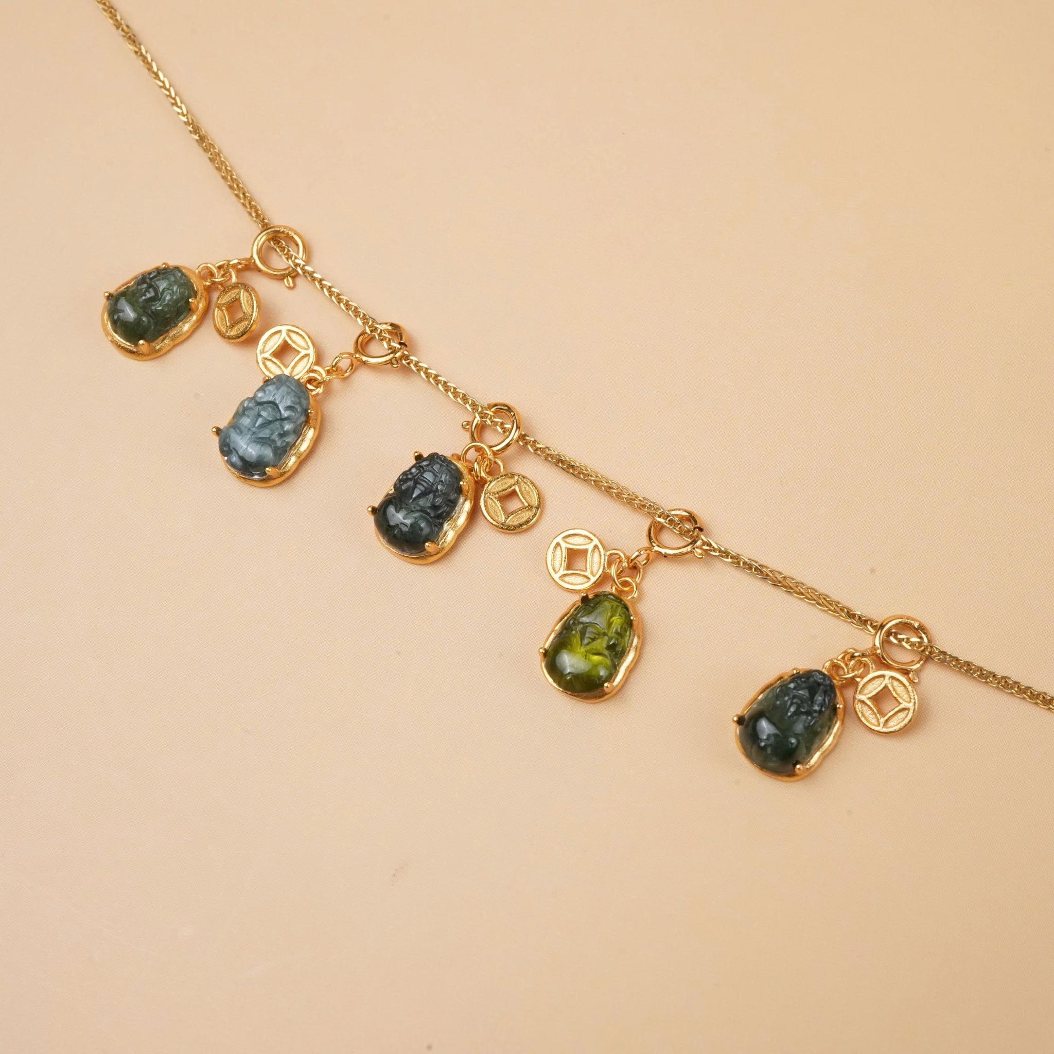 Charm bạc tỳ hưu tourmaline