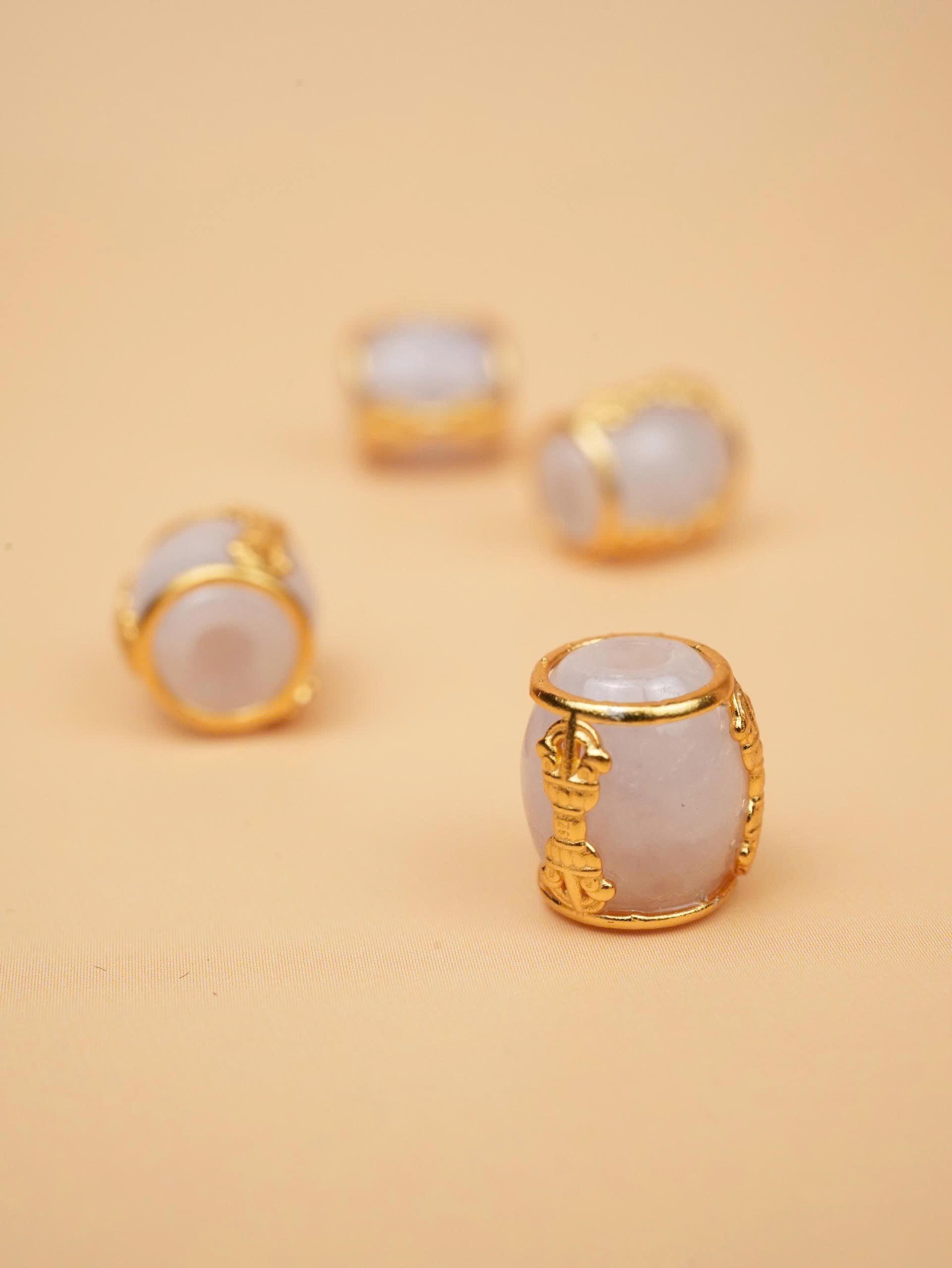 Charm lu ngọc bọc bạc hình chuỳ kim cang( màu xanh+tím)