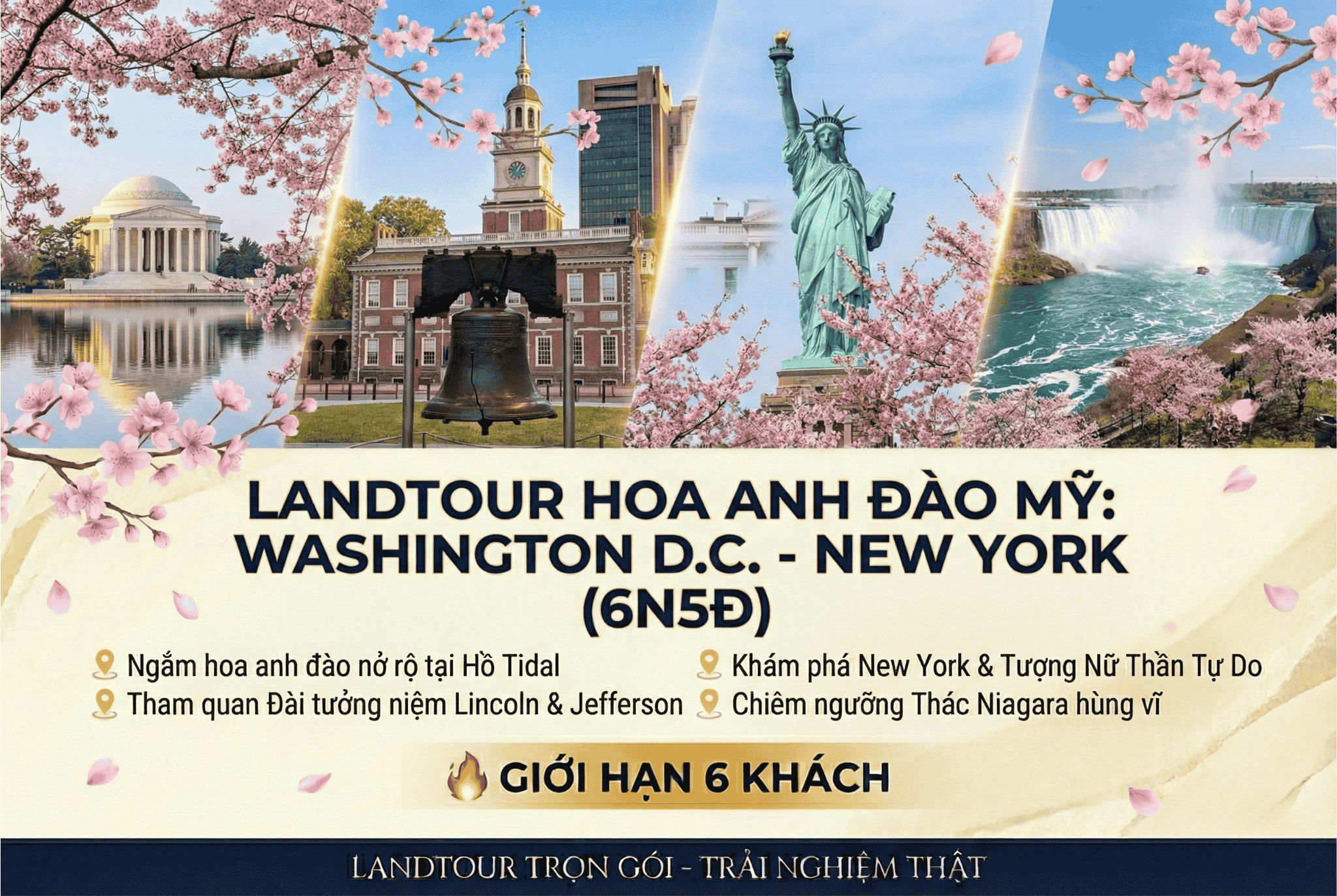 LANDTOUR HOA ANH ĐÀO BỜ ĐÔNG MỸ 5N4Đ