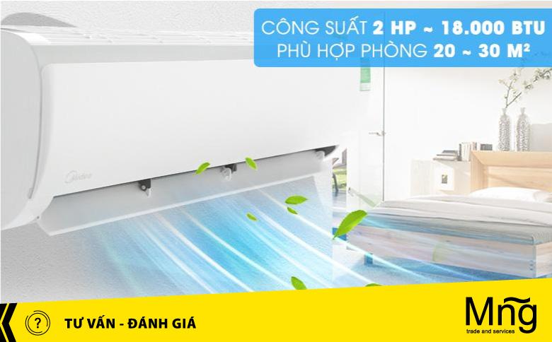 Sử dụng điều hòa điều hòa 18000btu cho phòng bao nhiêu m2?