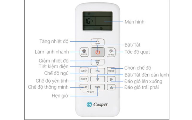 Hướng dẫn chi tiết cách sử dụng remote máy lạnh Casper