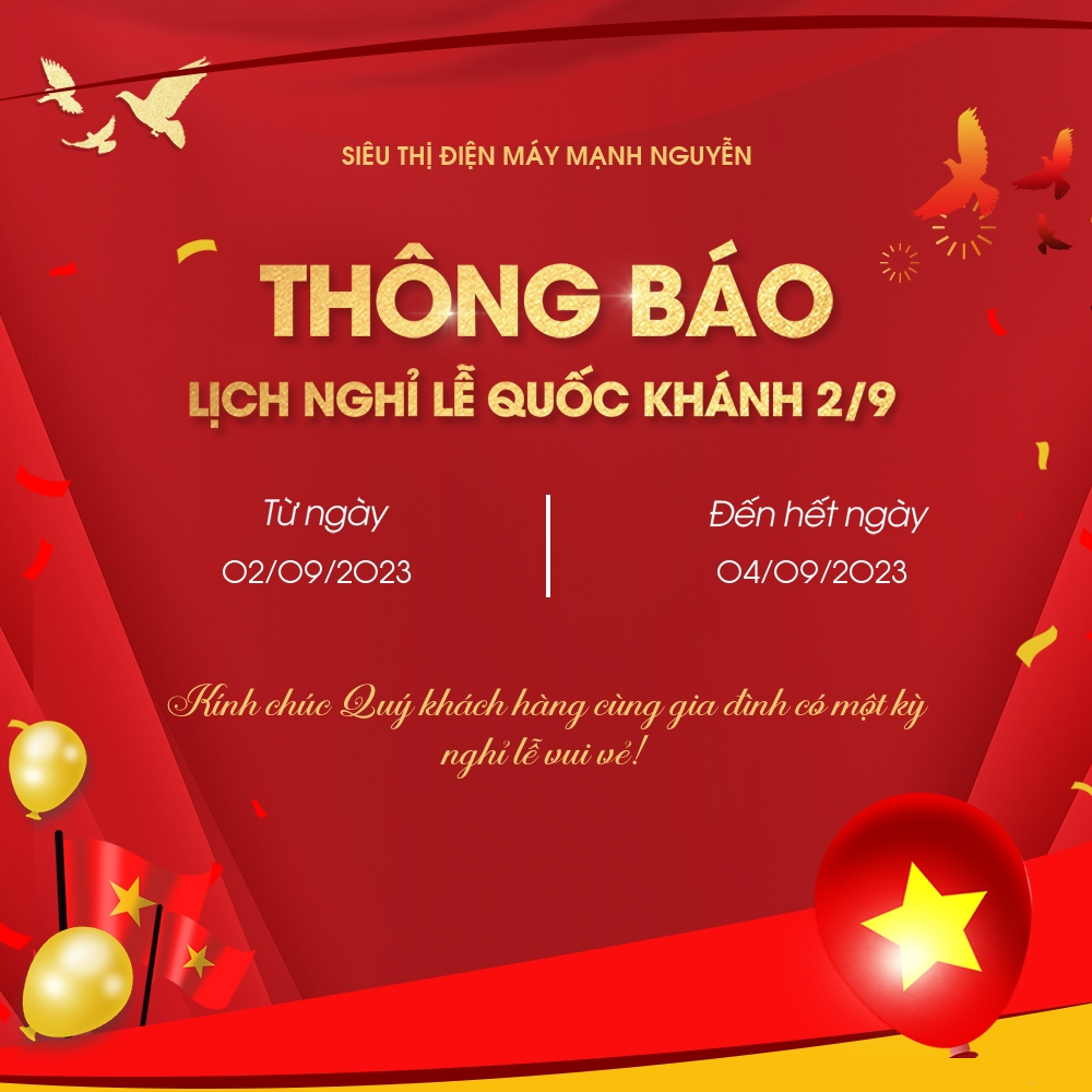 THÔNG BÁO NGHỈ LỄ QUỐC KHÁNH 2-9-2023