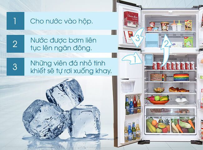 Các tính năng công nghệ nổi bật của tủ lạnh Hitachi W660FPGV3X - làm đá tự động