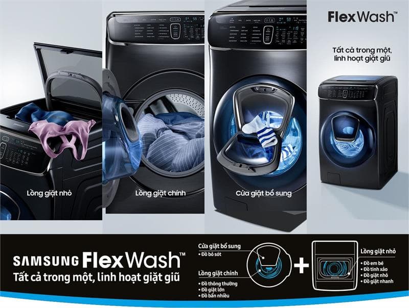 MÁY GIẶT LỒNG ĐÔI SAMSUNG FLEXWASH WR24M9960KV/SV