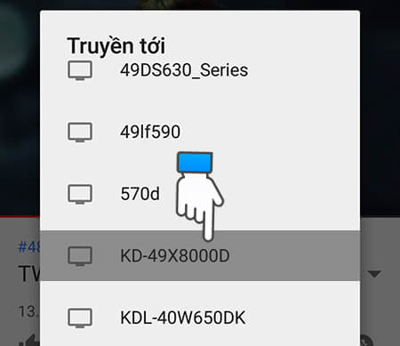 bước 2 phát youtube từ điện thoại iphone lên tivi