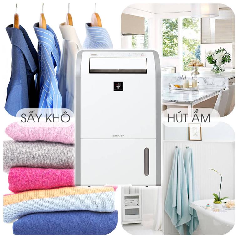 Máy lọc không khí kết hợp hút ẩm chính hãng Sharp DW-D20A-W
