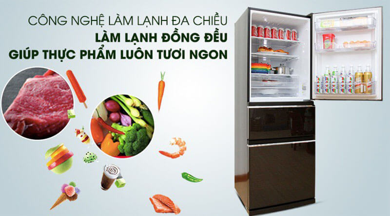 Tủ lạnh Mitsubishi Inverter 330 lít MR-CGX41EN-GBR-V làm lạnh đa chiều