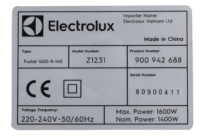 Máy hút bụi Electrolux 1600W Z1231