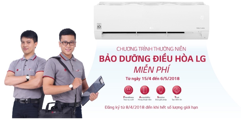 bảo dưỡng điều hòa miễn phí lg 2018