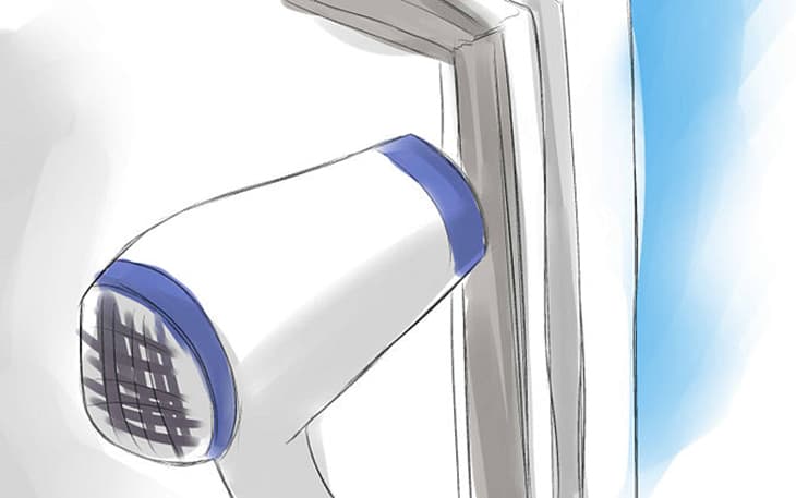 dùng máy sấy để hấp lại những đoạn gioăng còn đang hở