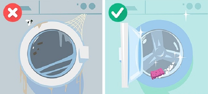 Máy giặt bị ẩm và bốc mùi