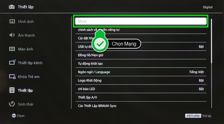 cách kết nối mạng cho tivi sony 4