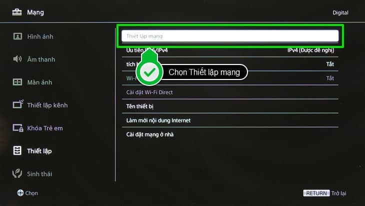 cách kết nối mạng cho tivi sony 5