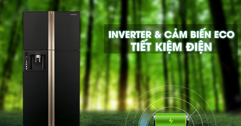 chế độ tiết kiệm điện và cảm biến ECO của tủ lạnh hitachi