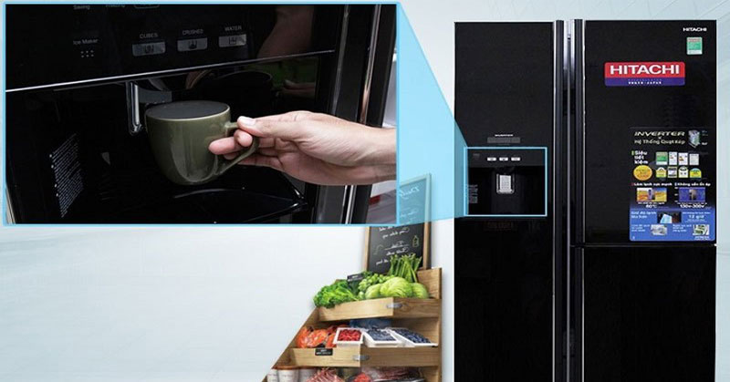 tủ lạnh hitachi lấy nước bên ngoài