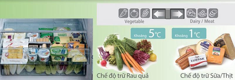 tủ lạnh hitachi linh hoạt ở ngăn trữ