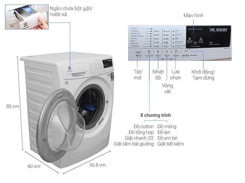 MÁY GIẶT ELECTROLUX EWF10744 - 7,5KG (TRẮNG)