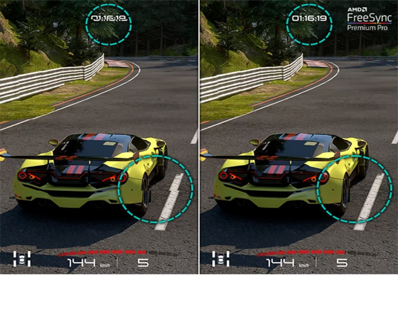 Công nghệ FreeSync Premium Pro giúp hình ảnh luôn mượt mà dù chơi game tốc độ cao