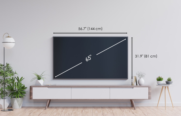 Kích thước Tivi Sony 65 inch có chân