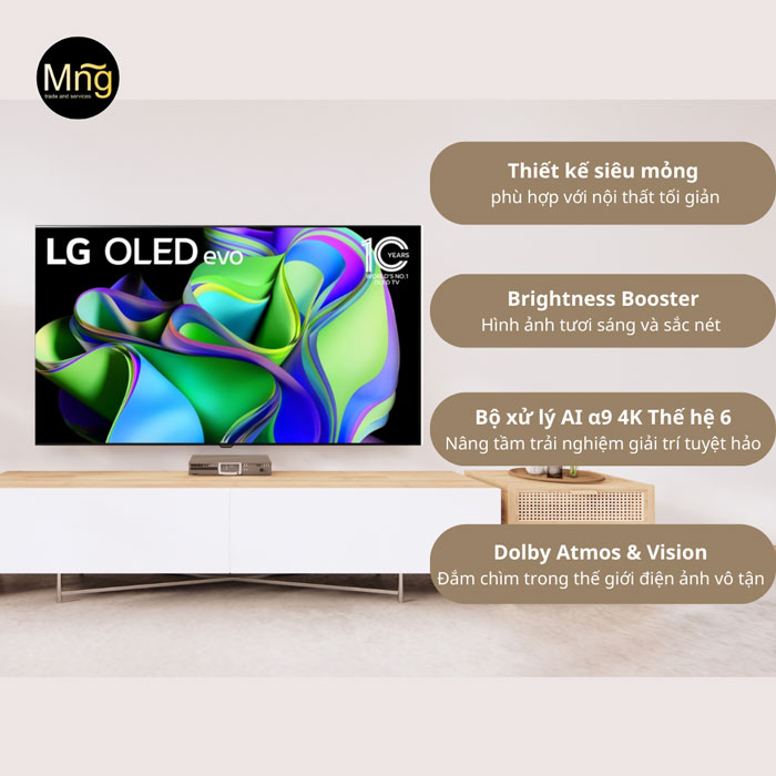 Smart tivi LG OLED 83C3PSA có thiết kế hiện đại