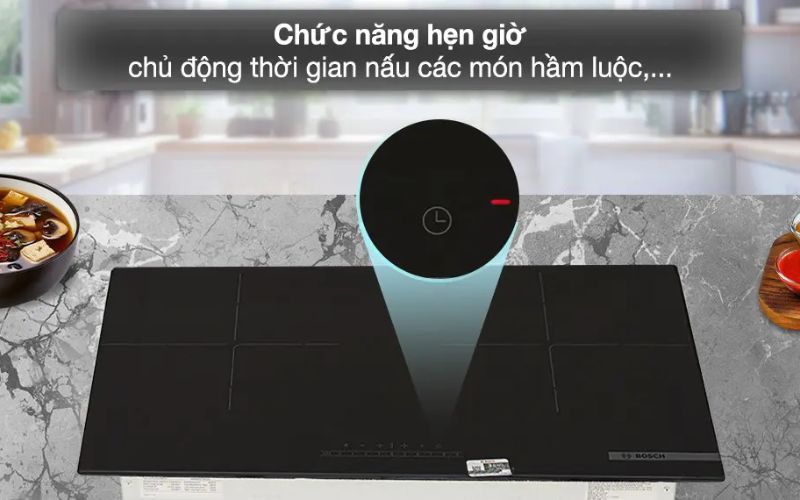 Bosch PPI8256EVN với chế độ hẹn giờ linh hoạt, hoàn hảo cho các món ăn cần thời gian chuẩn xác Bosch PPI8256EVN với chế độ hẹn giờ linh hoạt, hoàn hảo cho các món ăn cần thời gian chuẩn xác