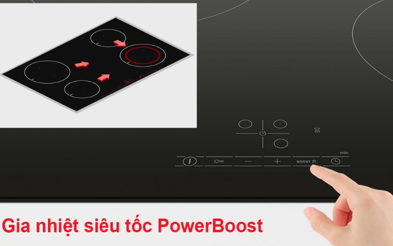 Chức năng Power Boost rút ngắn 50% thời gian nấu nướng  Chức năng Power Boost rút ngắn 50% thời gian nấu nướng