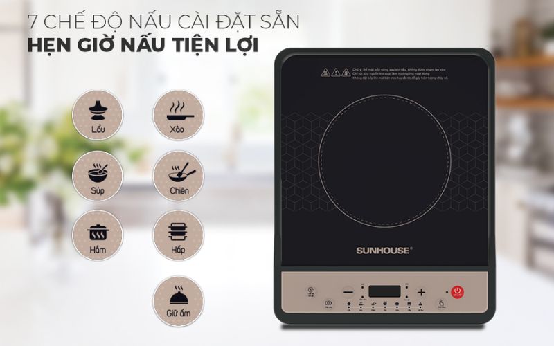 Công nghệ tiên tiến cho phép bếp từ đơn Sunhouse dễ dàng chuyển đổi giữa các chế độ nấu Công nghệ tiên tiến cho phép bếp từ đơn Sunhouse dễ dàng chuyển đổi giữa các chế độ nấu