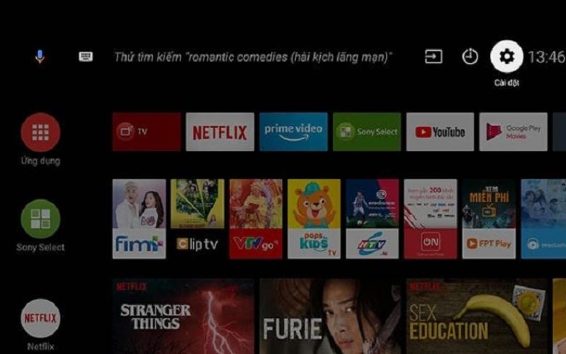 Tiếp theo, hãy tìm đến mục Cài đặt, sau đó chọn Cài đặt hệ thống để bắt đầu quá trình cài đặt kênh. 