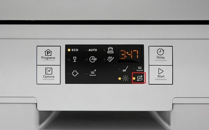 Đèn báo sáng khi ngăn chứa muối cần được bổ sung Đèn báo sáng khi ngăn chứa muối cần được bổ sung