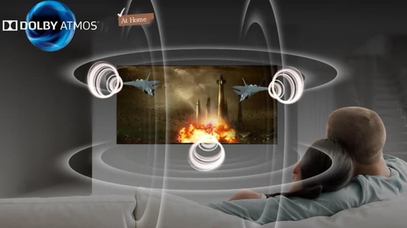 Công nghệ âm thanh vòm Dolby Atmos cho âm thanh bao trùm mọi không gian Dolby Atmos giúp bạn có thể cảm nhận được âm thanh như đang bao quanh mình