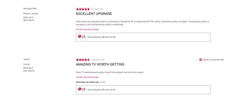 Đánh giá từ người dùng về Tivi LG Nanocell Đánh giá từ người dùng về Tivi LG Nanocell