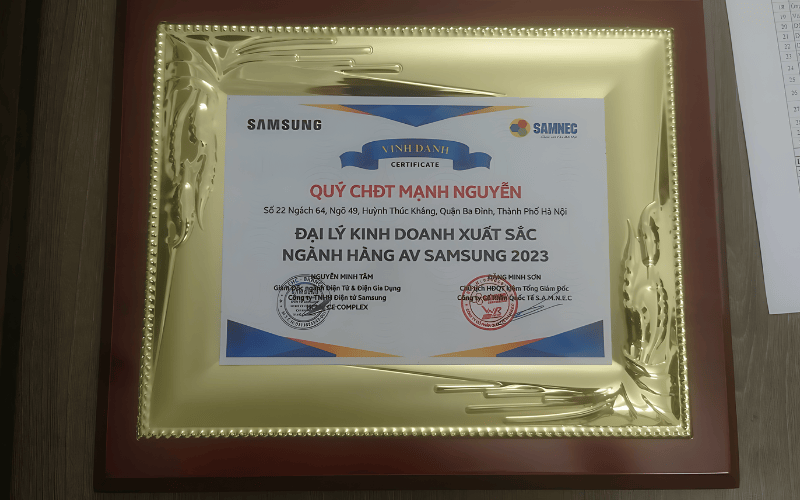 Mạnh Nguyễn là đại lý kinh doanh xuất sắc ngành hàng AV Samsung 2023 Mạnh Nguyễn là đại lý kinh doanh xuất sắc ngành hàng AV Samsung 2023