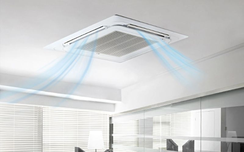 Điều hòa âm trần có thiết kế chỉ để lộ các cửa gió Điều hòa âm trần có thiết kế chỉ để lộ các cửa gió