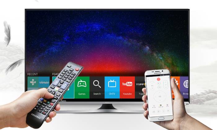 Điều khiển tivi UA40J5500 bằng điện thoại qua ứng dụng Samsung Smart View vô cùng dễ dàng và thuận tiện