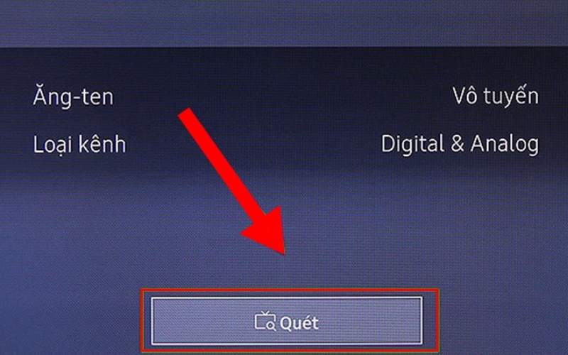 Bước 3: Trong phần "Ăng-ten", bạn sẽ có hai tùy chọn, đó là "Vô Tuyến" hoặc "Cáp" Bước 3: Trong phần "Ăng-ten", bạn sẽ có hai tùy chọn, đó là "Vô Tuyến" hoặc "Cáp"
