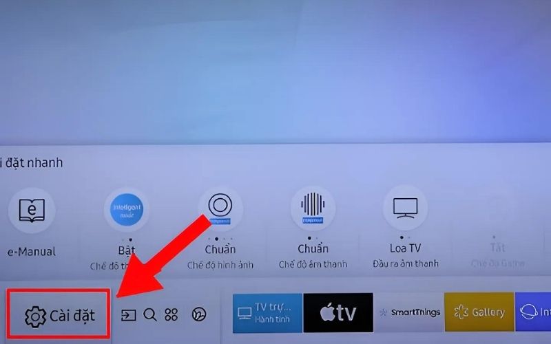 Bước 2: Từ màn hình chính, di chuyển đến phần "Cài đặt". Bước 2: Từ màn hình chính, di chuyển đến phần "Cài đặt".