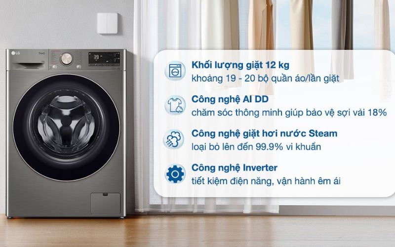 Máy giặt hơi nước LG sở hữu nhiều tính năng ưu việt  Máy giặt hơi nước LG sở hữu nhiều tính năng ưu việt