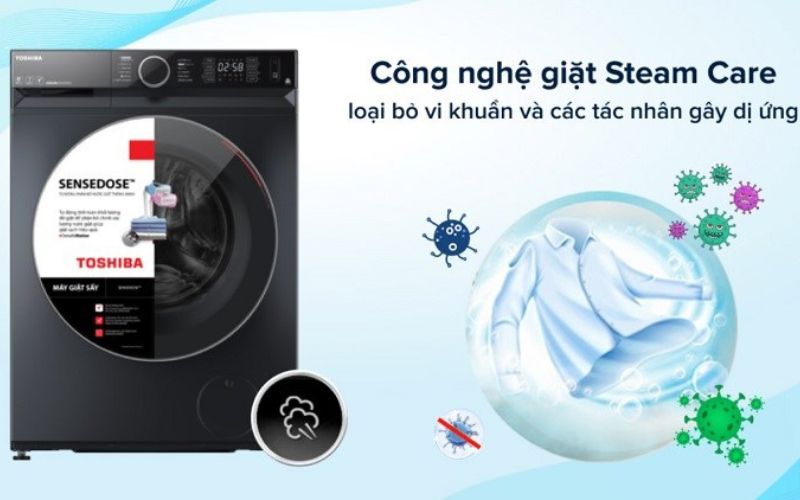 Máy giặt hơi nước Toshiba làm sạch vượt trội, tiết kiệm năng lượng  Máy giặt hơi nước Toshiba làm sạch vượt trội, tiết kiệm năng lượng