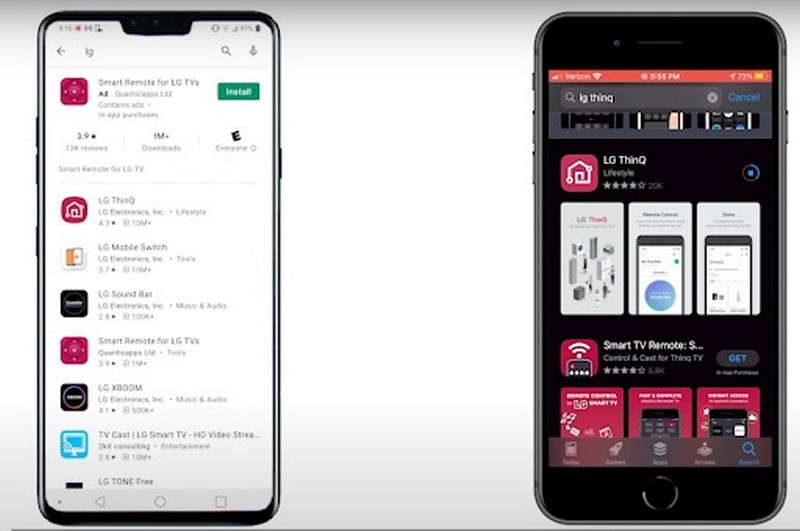 Tải ứng dụng ThinQ trên Google Play hoặc App Store
