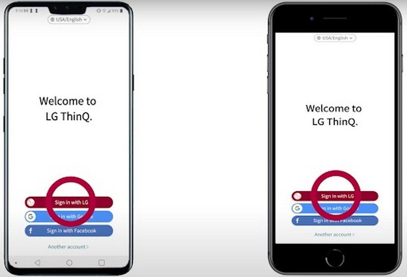 Đăng nhập với tài khoản LG