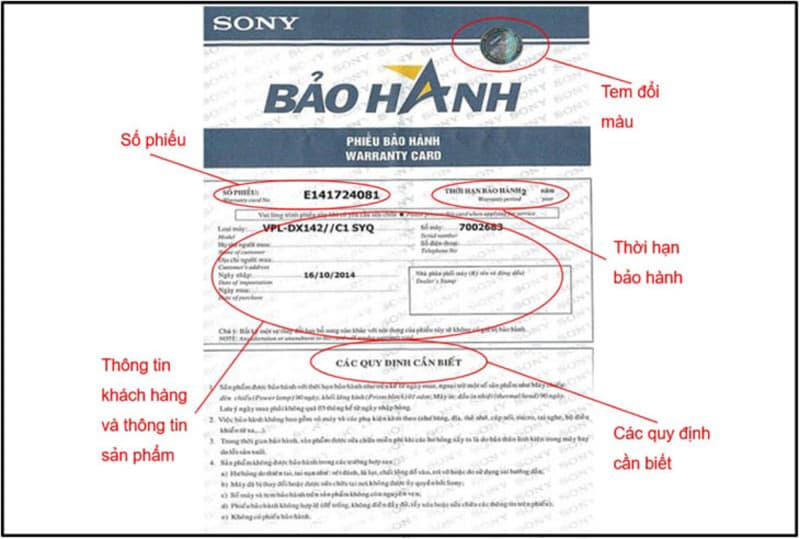Xem năm sản xuất của tivi thông qua phiếu bảo hành Xem năm sản xuất của tivi thông qua phiếu bảo hành
