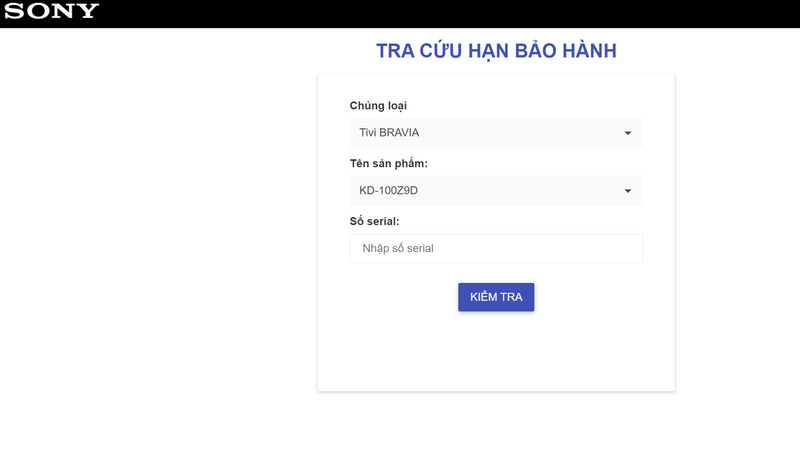 Tra cứu thời gian bảo hành Tivi Sony Tra cứu thời gian bảo hành Tivi Sony